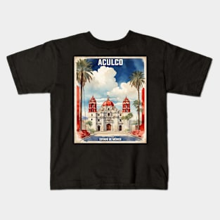 Aculco Estado de Mexico Vintage Tourism Travel Retro Kids T-Shirt